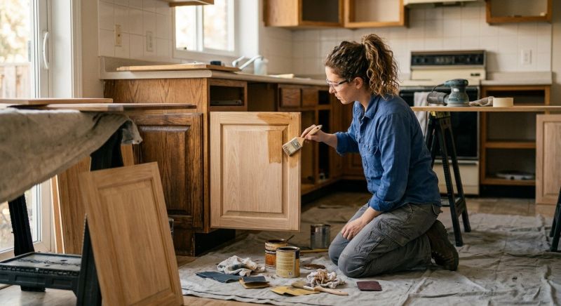 Oak Cabinet Refinishing in Carmel, IN